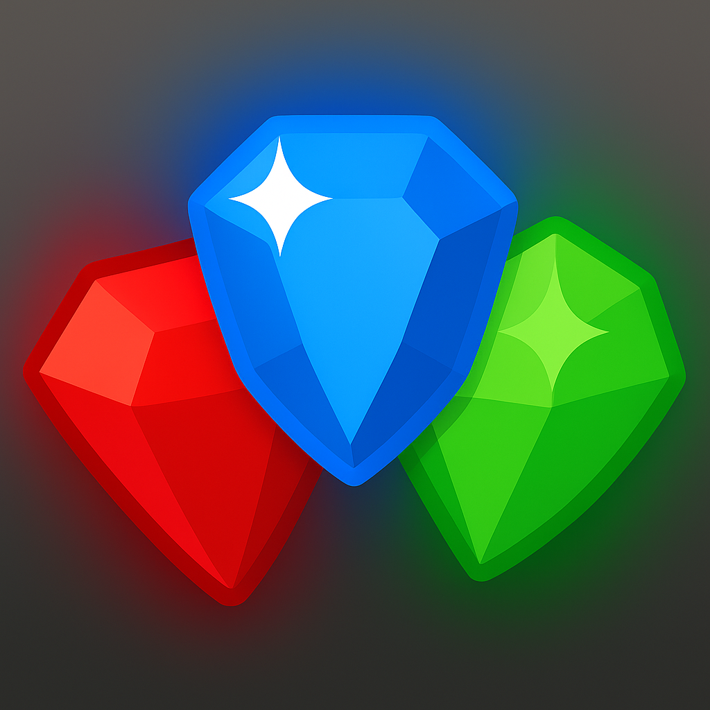 Gems skin preview showing colourful gemstones